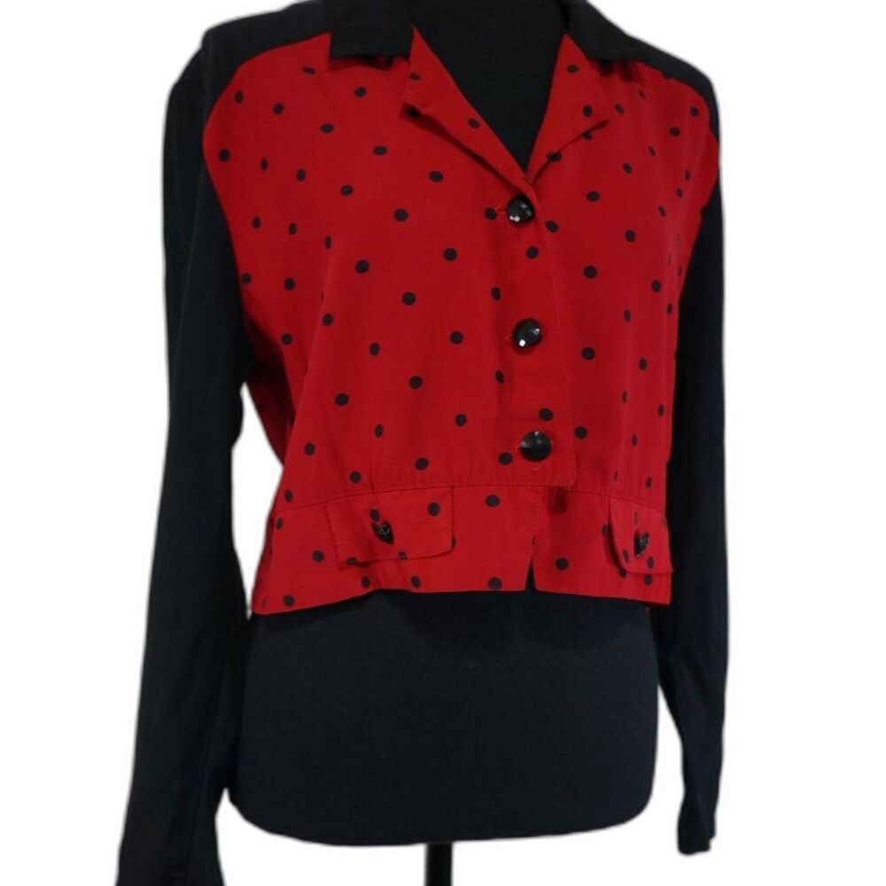 Vintage Red and Black Polka Dot Blazer